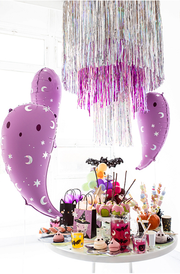 Pink Ghost Balloon – Holographic Halloween 14 x 24"
