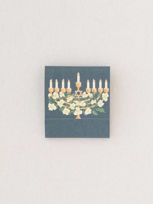 Floral Illustrated Menorah Printed 10 Stem Matchbooks