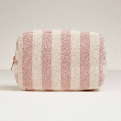 Striped Pattern Cosmetic Pouch Bag: Pink