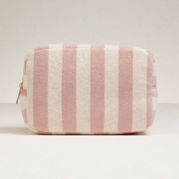 Striped Pattern Cosmetic Pouch Bag: Pink