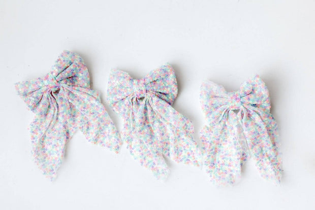 Rainbow Sequin Hair Bow: Clip