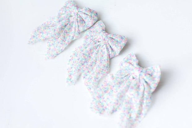 Rainbow Sequin Hair Bow: Clip
