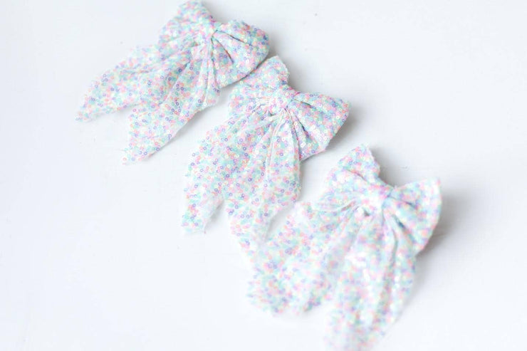Rainbow Sequin Hair Bow: Clip