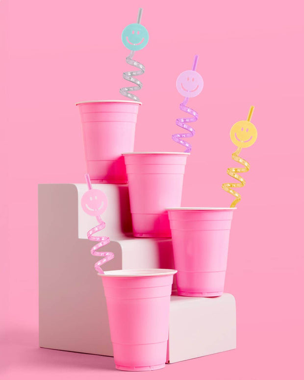 Reusable Pastel Smiley Straws