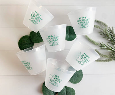 Frosted Merry Little Cocktail Cups - Green 9 Ounce