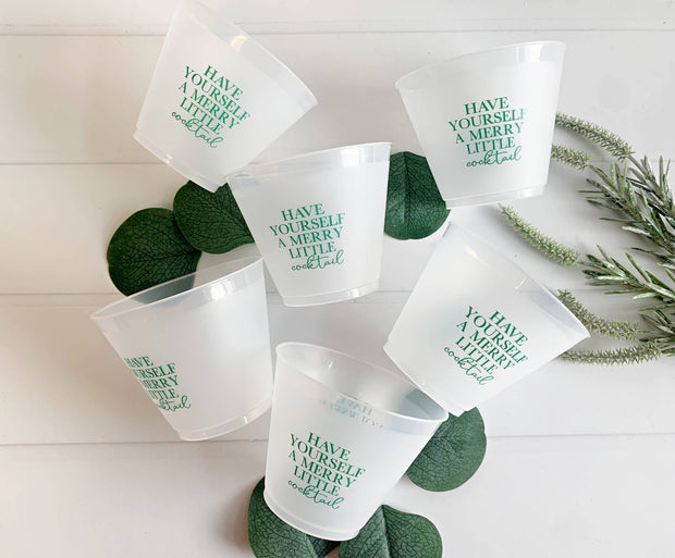 Frosted Merry Little Cocktail Cups - Green 9 Ounce