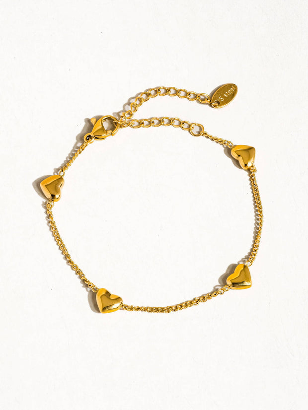 Vivre 18K Gold Non-Tarnish Petite Heart Bracelet or Necklace: Yellow Gold / Necklace