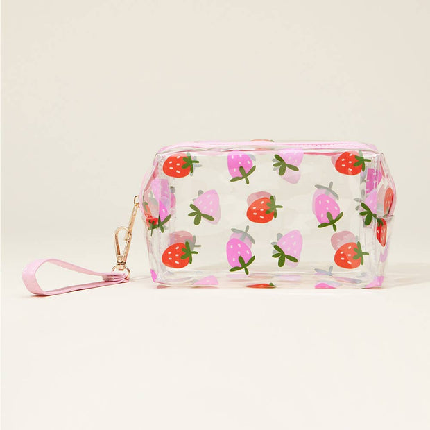 Strawberry Transparent Cosmetic Pouch: Cherry