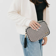 Woven Willow Camera Crossbody Bag: Black