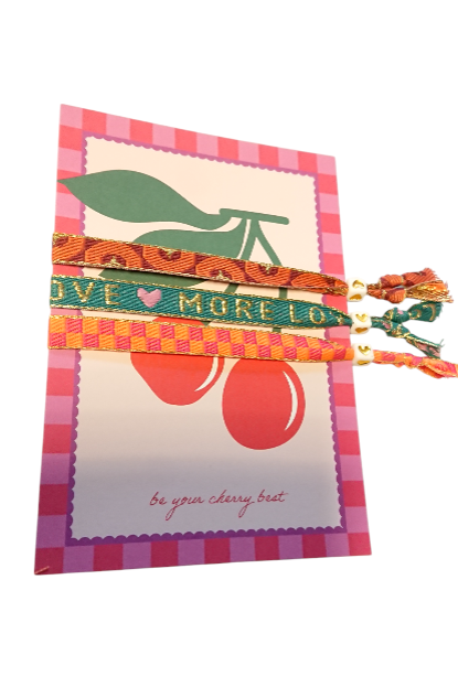 Bracelet Text Ribbon Greeting Card Cherry