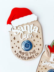 Santa & Elf Cam: Ornament Style with Ribbon / Elf Surveilance- Green Hat