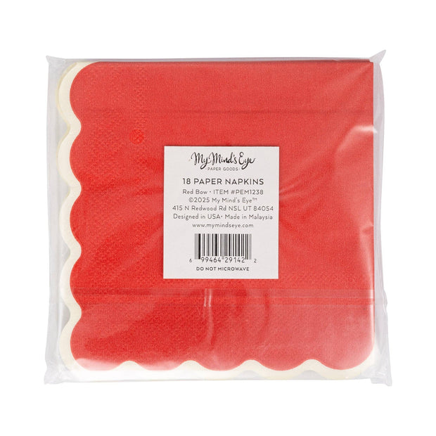 Red/Gold Bow Cocktail Napkin