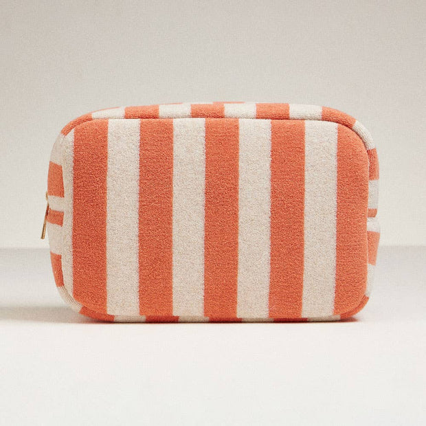 Striped Pattern Cosmetic Pouch Bag: Pink