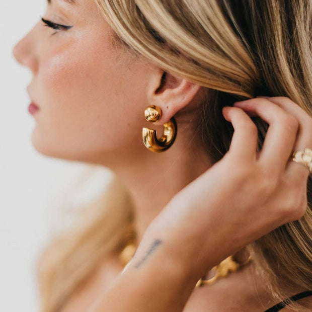 Caroline Reversible Hoop Earrings - WATERPROOF: Gold