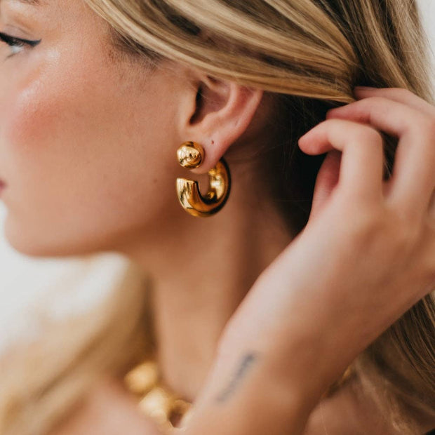 Caroline Reversible Hoop Earrings - WATERPROOF: Gold