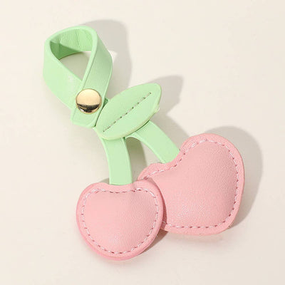 Faux Leather Cherry Bag Charm: Pink