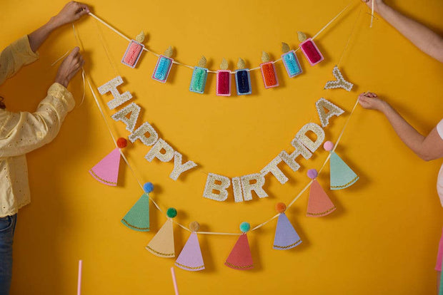 Happy Birthday Gold Reusable Banner