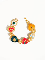 Elysian 18K Gold Boho Baroque Heart Color Bracelet: Multi-Colored