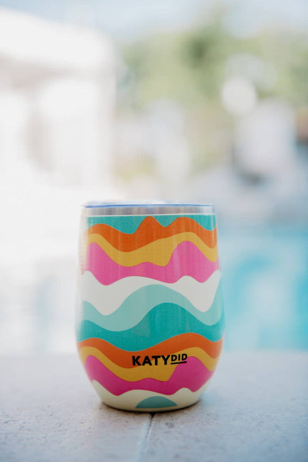 Neon Abstract Colors Stainless Steel Wine Tumbler: Yellow