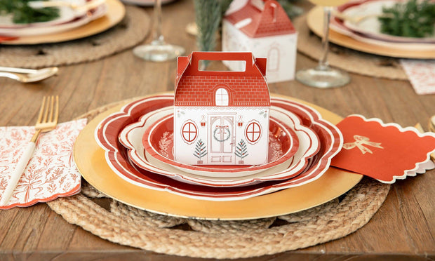 Red/Gold Bow Cocktail Napkin
