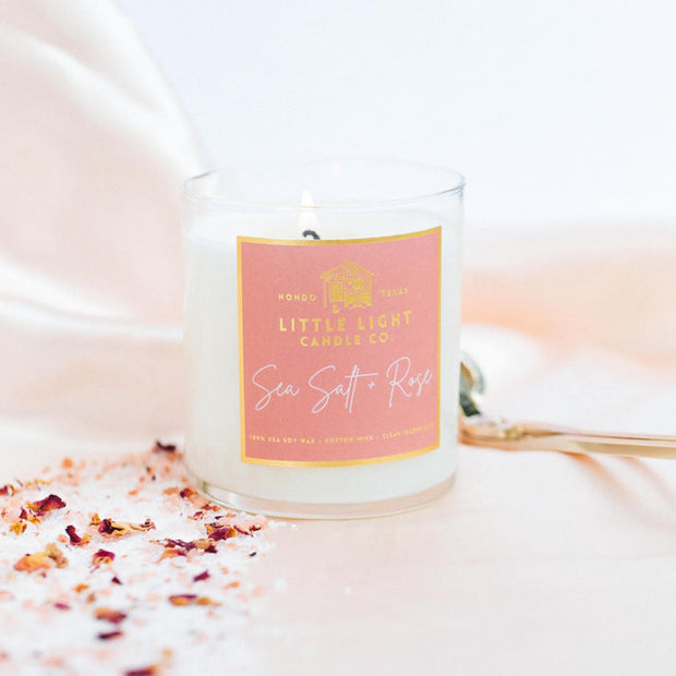 Sea Salt & Rose Candle by Little Light Candle Co.
