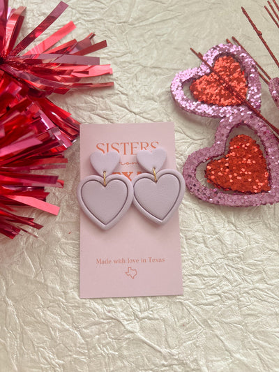 Lavender Double Hearts Earrings: Sisters from Texas