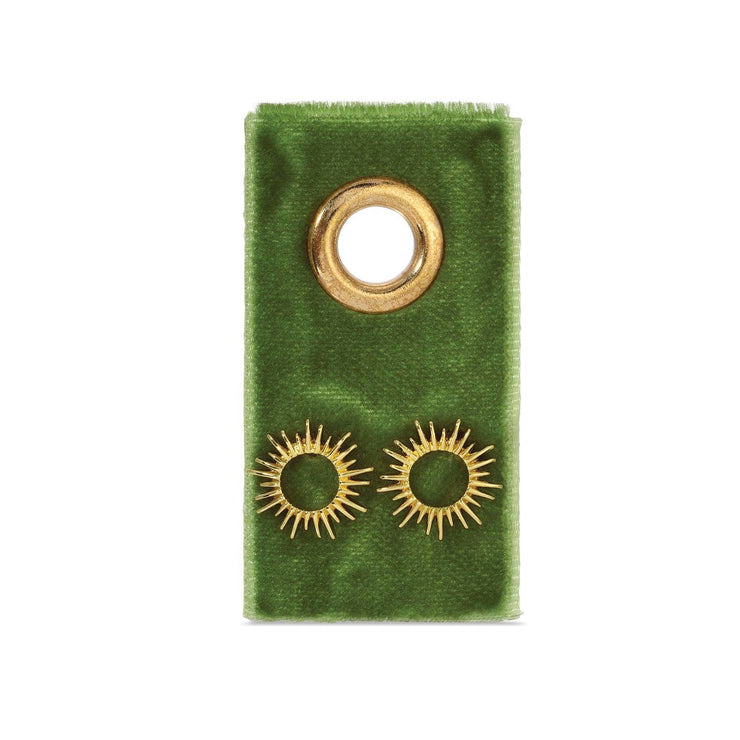 Open Sun Studs on Velvet Gift Tag: Gold