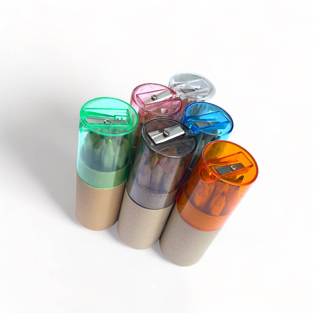 Mini Travel Compact Colored Pencils with Built In Sharpener: Green