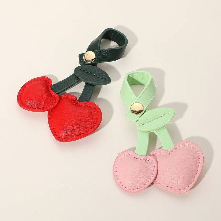 Faux Leather Cherry Bag Charm: Red