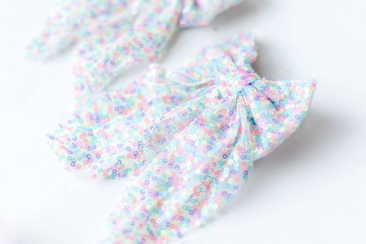 Rainbow Sequin Hair Bow: Clip