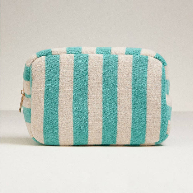 Striped Pattern Cosmetic Pouch Bag: Coral