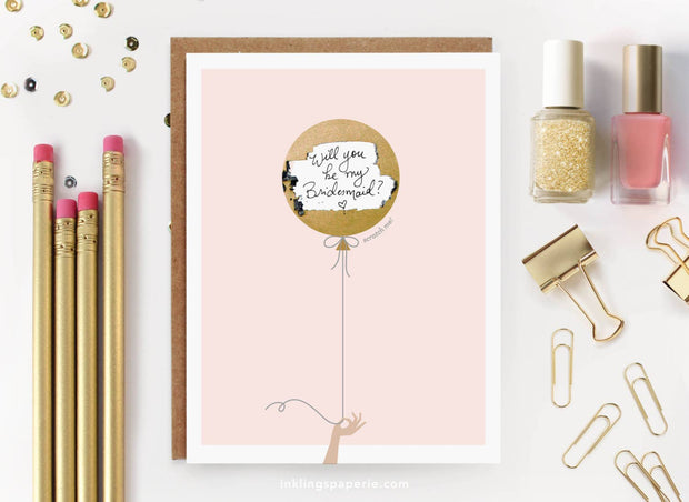 Scratch-off Pink & Gold Balloon - Birthday / Everyday Card