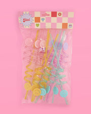 Reusable Pastel Smiley Straws