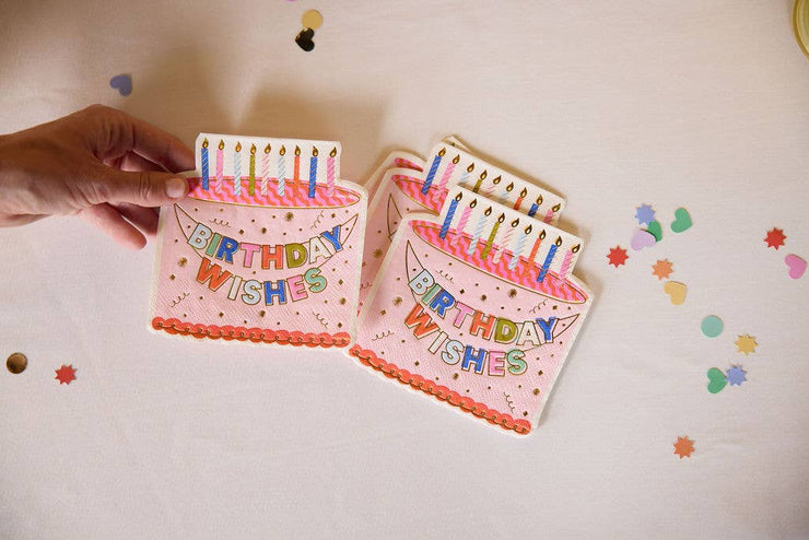 Birthday Wishes Diecut Cake Napkin Set
