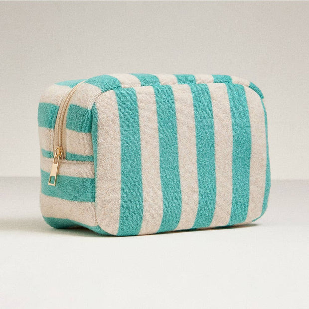 Striped Pattern Cosmetic Pouch Bag: Coral