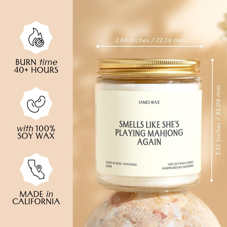 Mahjong Gift “Smells Like She's Playing Mahjong Again Candle Game”: Rose + Patchouli