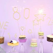 Mini 4" Gold Number Sparkler Wand Card - Singles: Mini Gold Number - 4