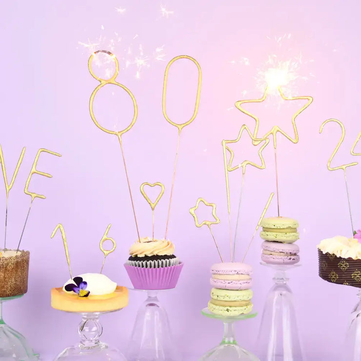 Mini 4" Gold Number Sparkler Wand Card - Singles: Mini Gold Number - 4