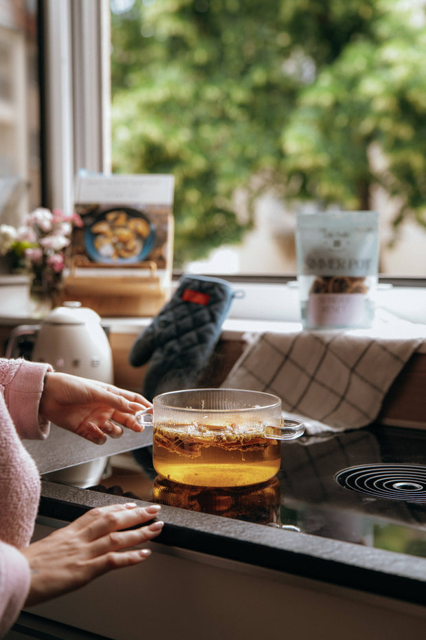 Wood & Glass Simmer Pot   | Stovetop Potpourri