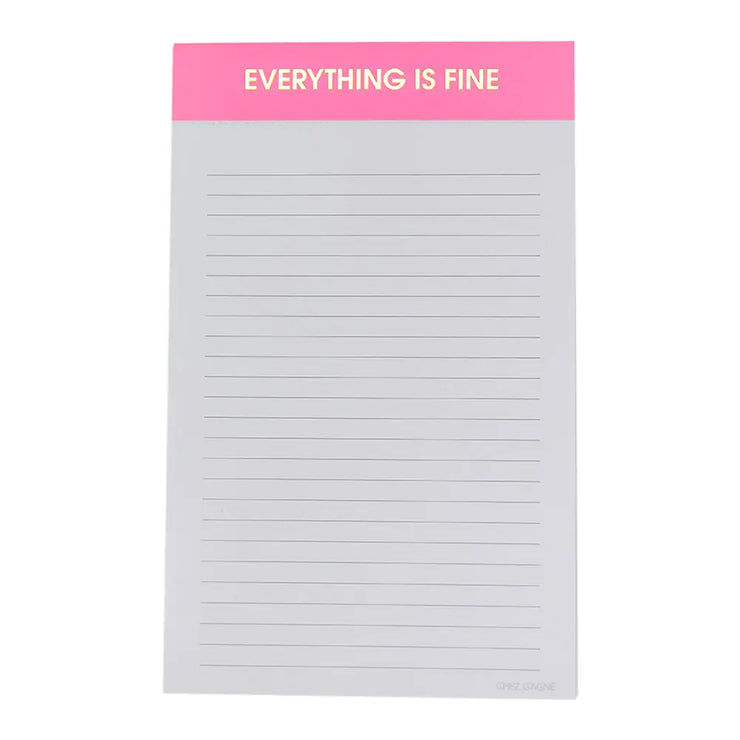 Everything is Fine - Lined Notepad - Pink