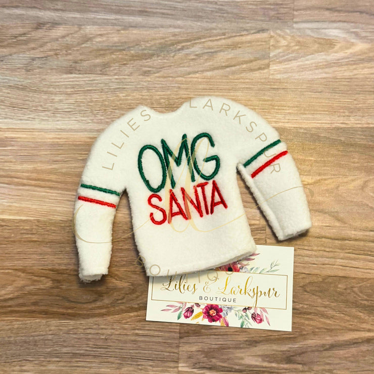 OMG Santa Elf Sweater: Sweaters come prepackage in hanging bags