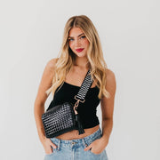 Woven Willow Camera Crossbody Bag: Black