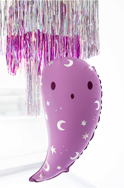Pink Ghost Balloon – Holographic Halloween 14 x 24"