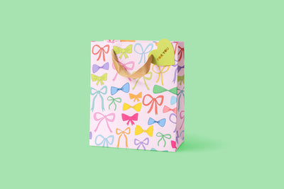 Gift Bags - Colorful Bows - Assorted Sizes to Choose From: Medium