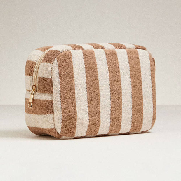 Striped Pattern Cosmetic Pouch Bag: Pink
