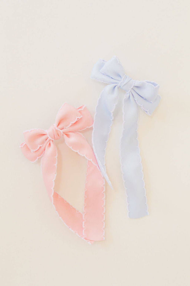 Olivia Long Bow Clip: Blue
