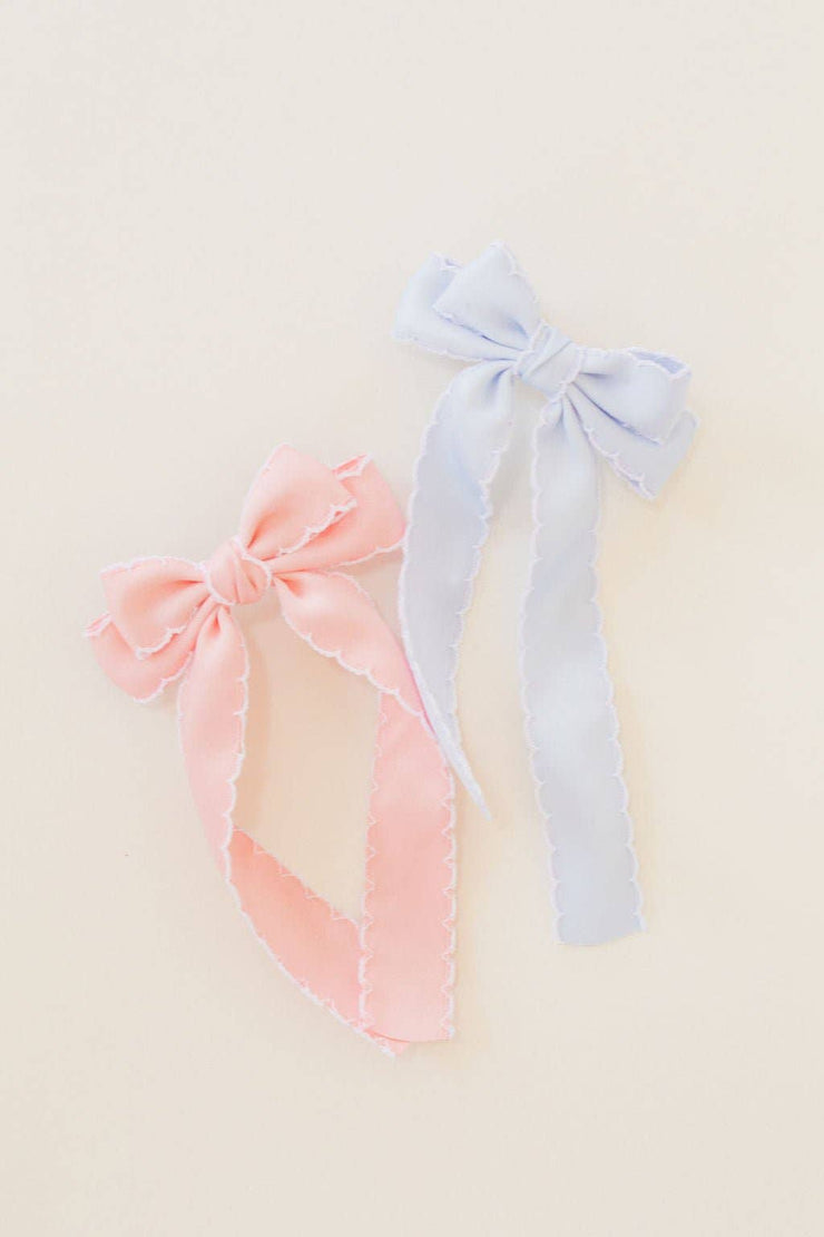 Olivia Long Bow Clip: Blue