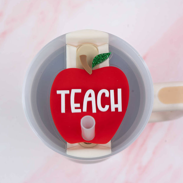 Teacher Water bottle Cup Accessory - Topper for Tumbler: PENCIL / Fits 30oz Stanley Quencher H2.0 Tumbler