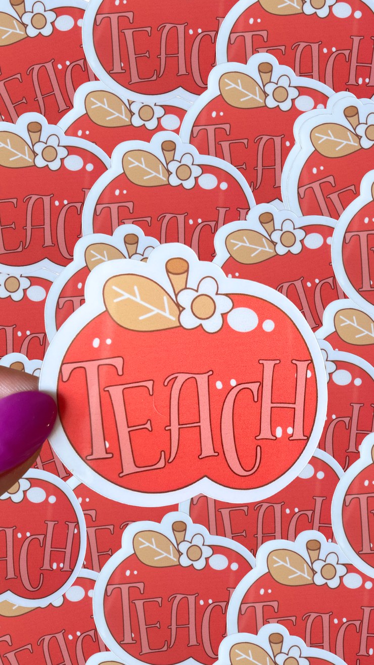 "Teach" Apple waterproof sticker|teacher|back to school