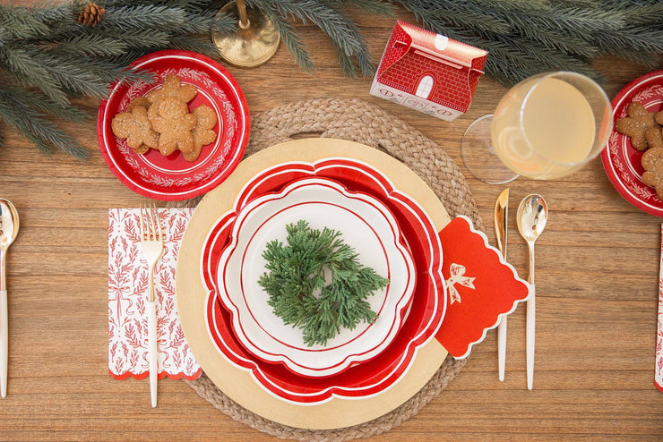 Red/Gold Bow Cocktail Napkin